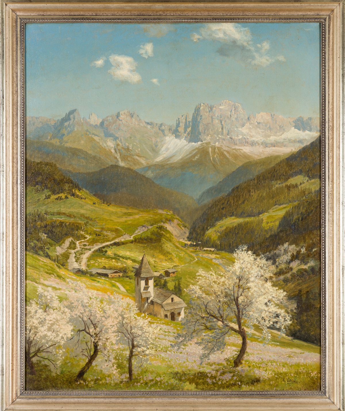 Pedrides, Konrad(1864 - 1943)View of St. Zyprian in Tiers with the Rose Garden in the - Image 2 of 4