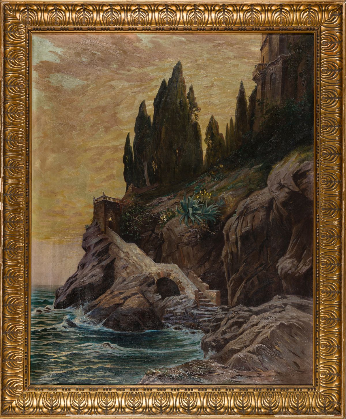 Fischer, Ludwig Hans(1848 - 1915)Estate on the Coast, 1901oil on canvassigned and dated lower - Image 2 of 4