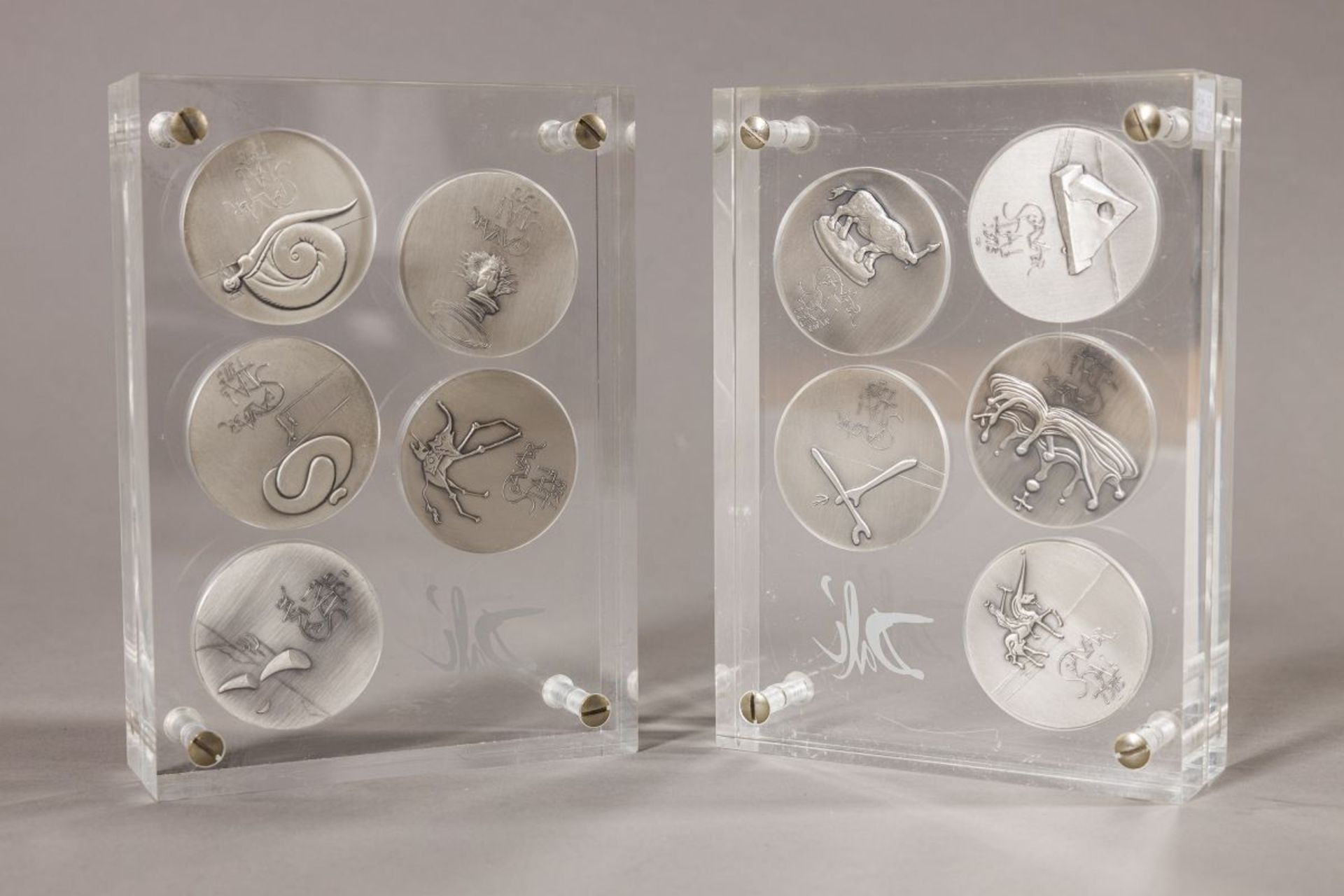 Dalí, Salvador(1904 - 1989)Ten Commandments, 1975each 5 silvermedals in acrylic glasseach - Image 9 of 14