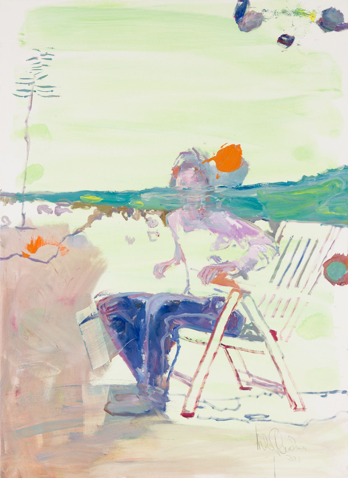 Veljac'a Plaickner, Mila(*1959)Sitting in a Garden Chair, 2021acrylic on canvassigned and dated