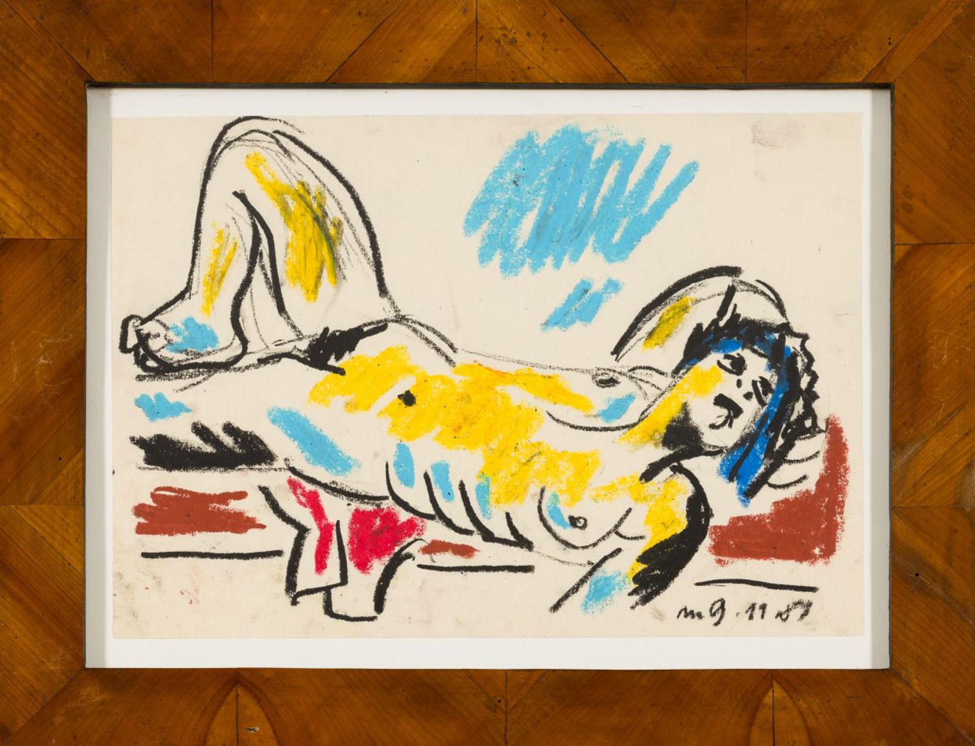 Mühl, Otto(1925 - 2013)Reclining Female Nude, 9.11.89oil pastel on papermonogrammed and dated - Image 2 of 4