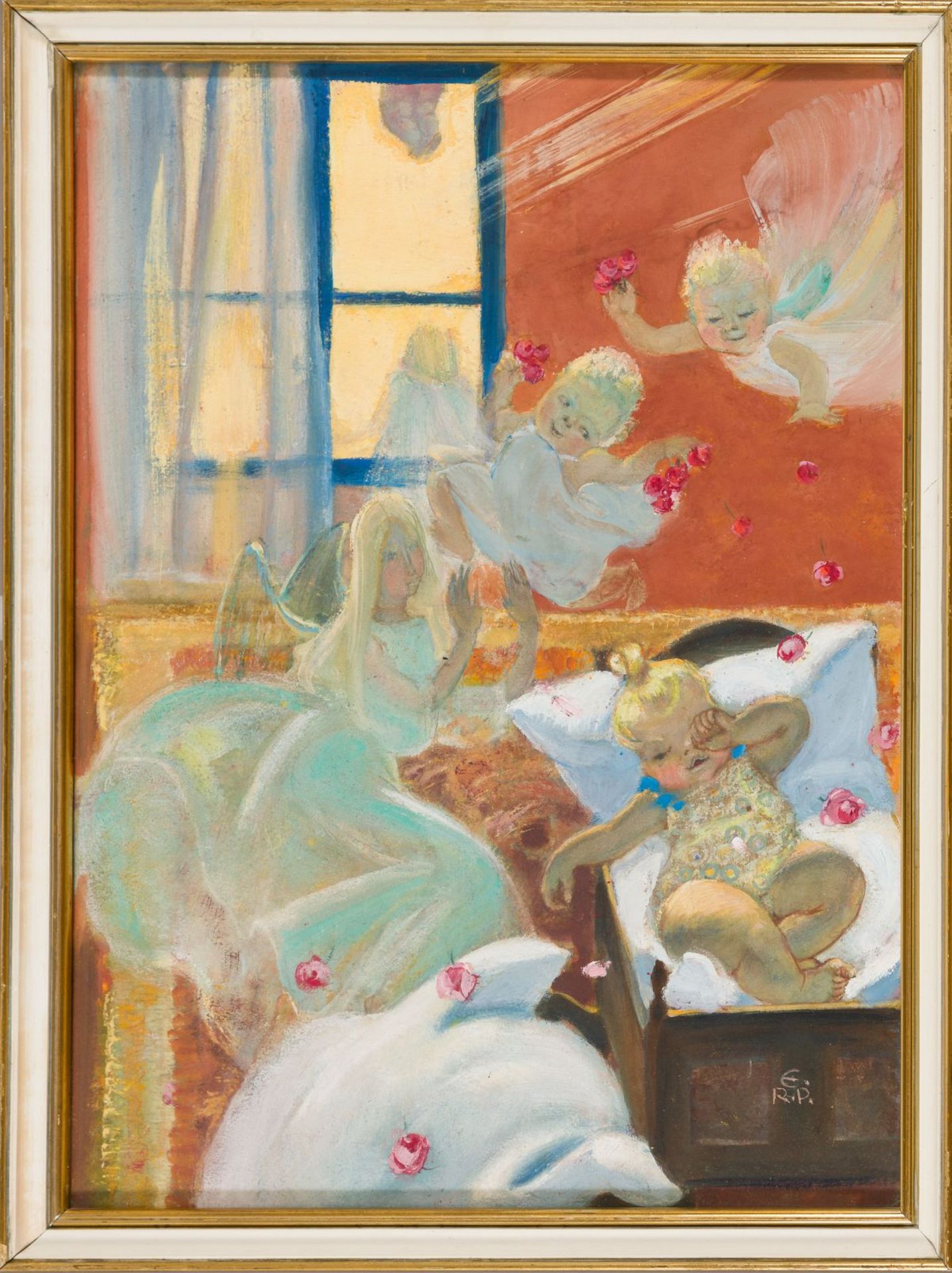 Rotter-Peters, Ernestine(1899-1984)Angels in Nurserygouache on cardboardmonogrammed lower right22, - Image 2 of 3