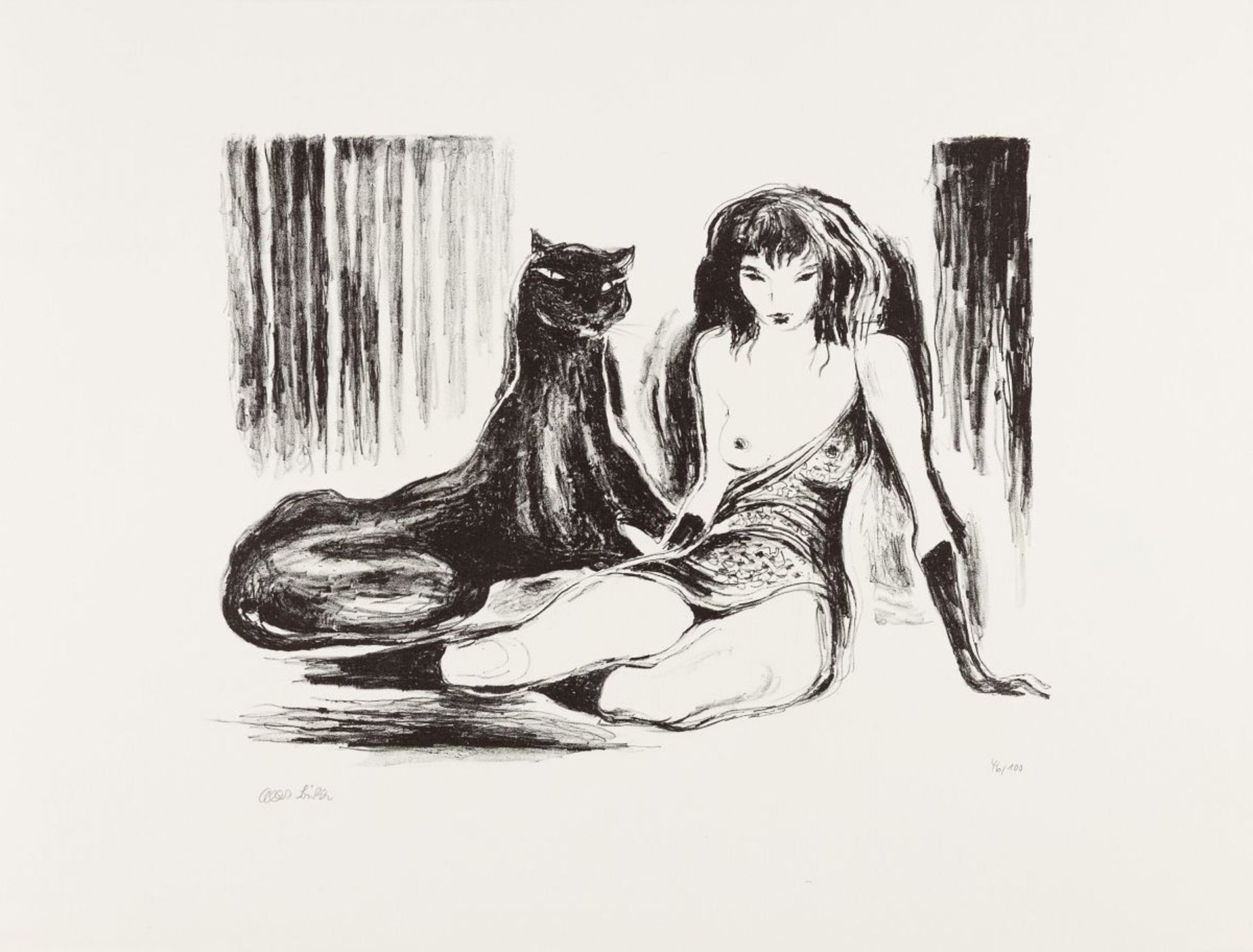 Birkle, Albert(1900 - 1986)Woman with Catlithographsigned lower left, numbered 46/100sheet size: