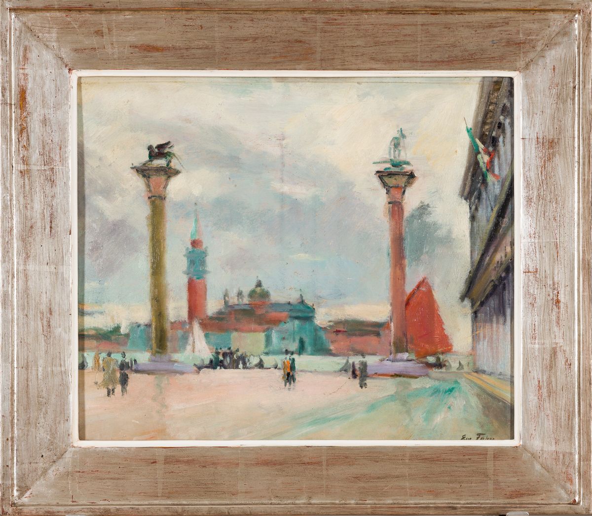 Fohn, Emanuel(1881 - 1966)Venezia Piazetta (Piazza San Marco in Venice)oil on platesigned lower - Image 2 of 5