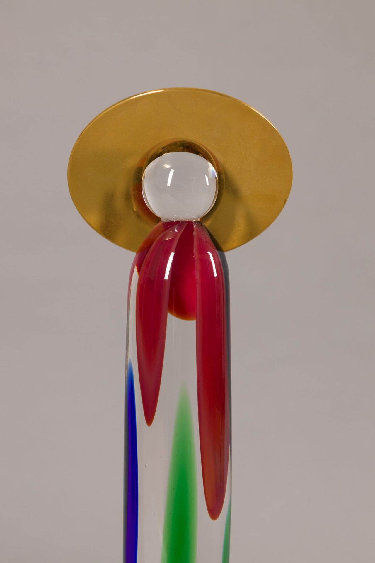 HELLDENMUT(*1961)Angelo Iglass sculpture (Murano glass), disc in brassH: 15,4 in / W & D: 3,9 inAn - Image 2 of 11