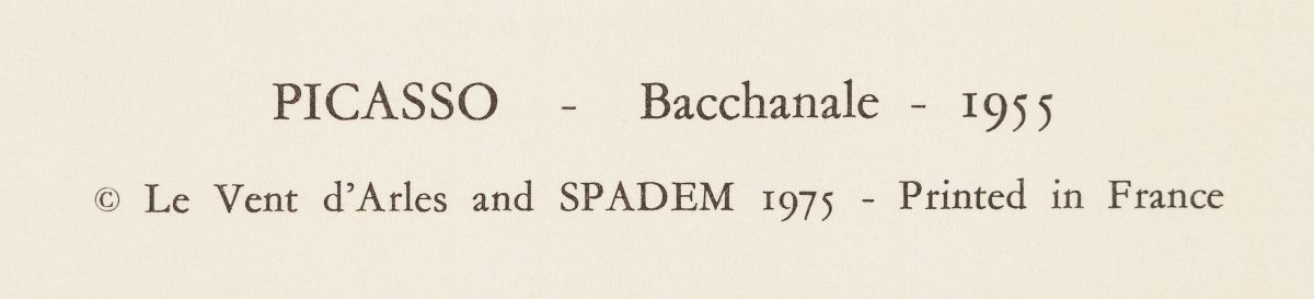 Picasso, Pablo(1881 - 1973)Bacchanale, 22.9.1955colour lithographplate size: 15,6 x 20,7 in / - Image 4 of 4