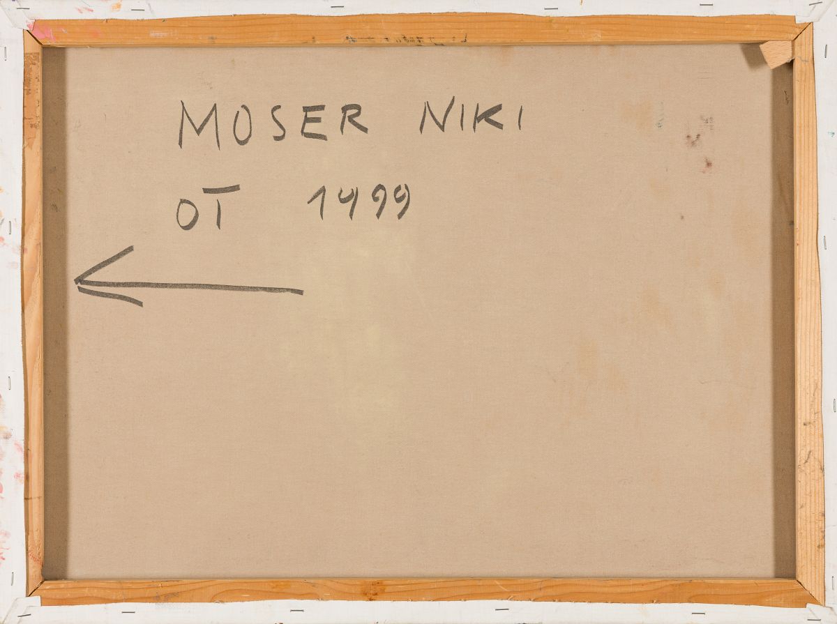 Moser, Niki(*1956)Untitled, 1999oil on canvassigned and dated and labelled with o.T. Verso23,5 x - Image 2 of 3