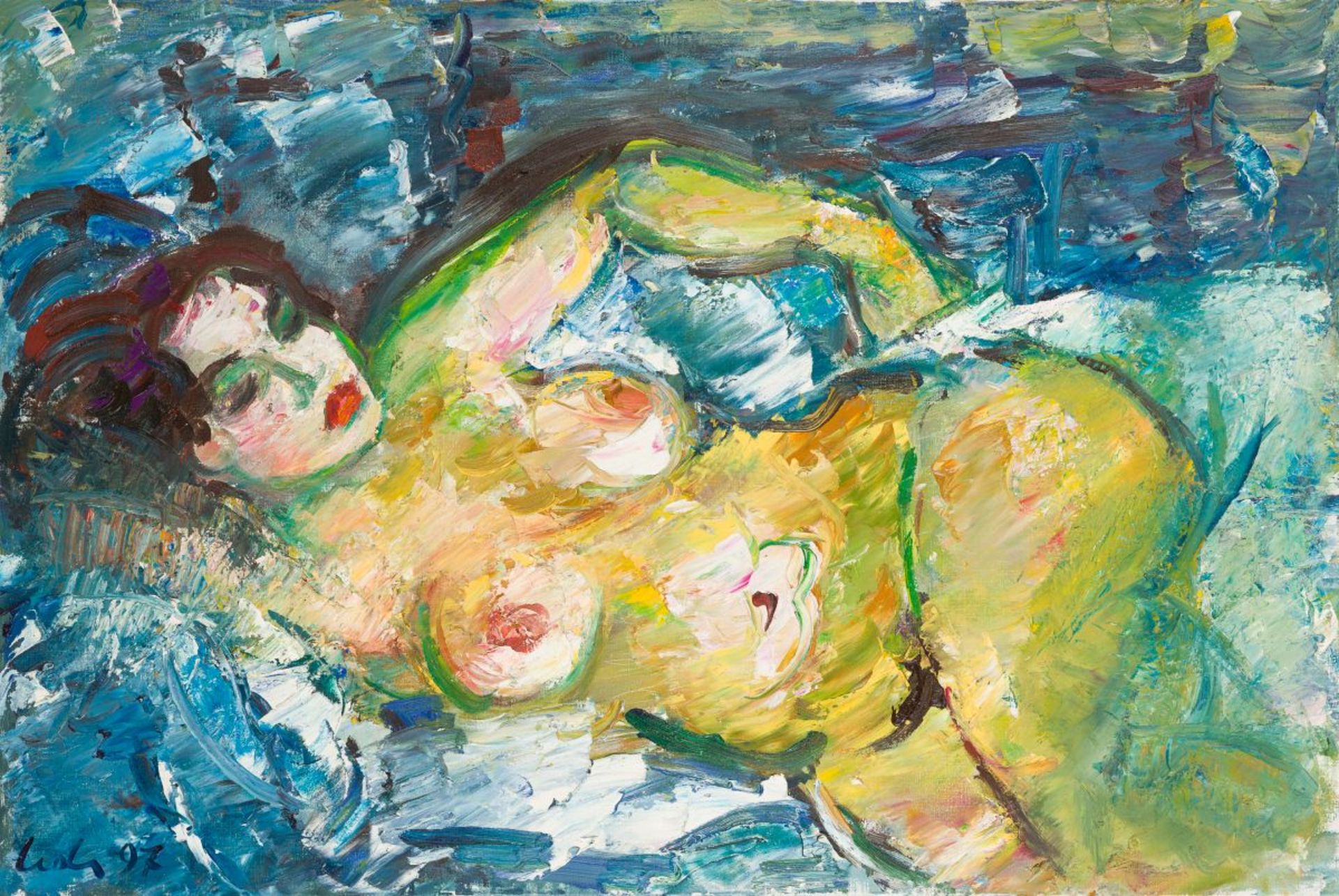 Lederer, Viktor(1935 - 2017)Reclining Female Nude, 1997oil on canvassigned and dated lower left31,