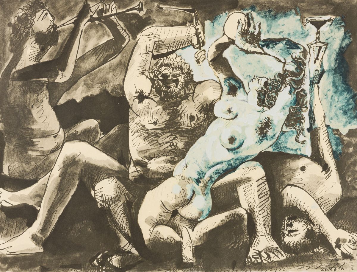 Picasso, Pablo(1881 - 1973)Bacchanale, 22.9.1955colour lithographplate size: 15,6 x 20,7 in /