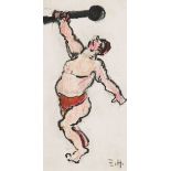 Hofmann, Egon(1884 - 1972)Weightliftermixed technique (oil pastels, coloured pencil, ink and pencil)