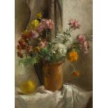 Buchta, Alfred(1880 - 1952)Still Life with Flowers in a Clay Jugoil on platesigned lower right24,4 x