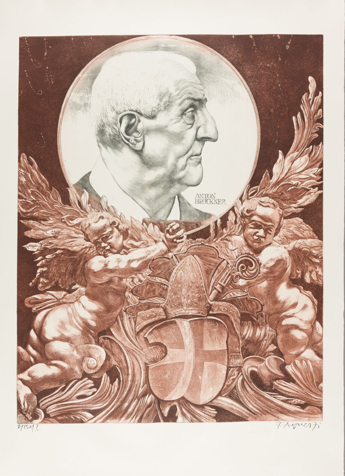 Aigner, Fritz(1930 - 2005)Anton Bruckner, 1971aquatint etchingsigned and dated lower right, numbered - Image 5 of 5