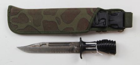 British Bayonet SA80 L3A1, all steel manufacture with a 7" bowie blade. Blackened hilt, in its