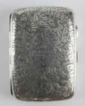 Boer War period, very attractively engraved silver cigarette case hallmarked JT Birm. 1899 - front