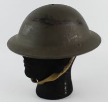 British 1943 dated MK II Helmet. Original Paint. Maker Marked RO & CO. With original chin strap. All