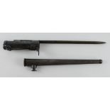 Bayonet and scabbard for the Sten Sub Machine Gun, maker marked