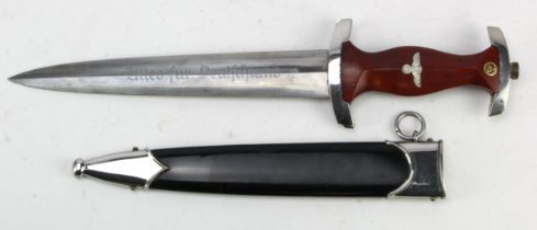 German 3rd Reich SA Dagger with black scabbard. Blade maker marked 'RZM M7/70'.