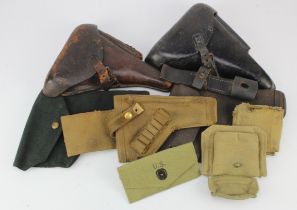 Box of various Holsters to include 2x Luger, 1x WW1, 1x WW2, 2x Tankers P37 Holster, and open top