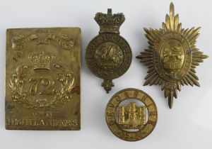 Badges (4) comprising Pouch / Crossbelt plate? Duke of Albany's 72nd Own Highlanders, a