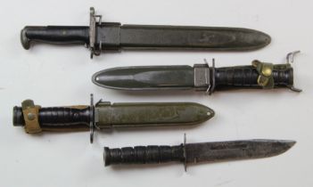 American Bayonets with scabbards to include M1 Garand, M3, Carbine and Kabar (this no scabbard) (4)