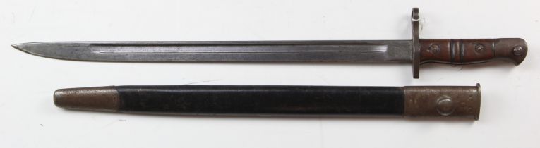 British P'13 bayonet dated May 1917, manufactured by Remington, in its steel mounted (round frog