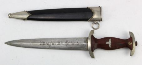 German 3rd Reich SA Dagger with black scabbard. Blade maker marked 'RZM M7/13'.