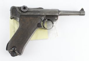 German WW1, 1917 Luger 9mm semi automatic pistol, with Current Certificate of Deactivation