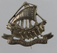 Badge - original unmarked silver Punjab Regt. With pin fitting in working order (prob. originally