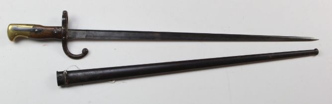 French Gras, Epee Bayonet M1874, made at St Etienne in 1880, in its steel scabbard