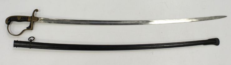 German WW2 NCO dress sword in its black painted scabbard. Nice clean example.