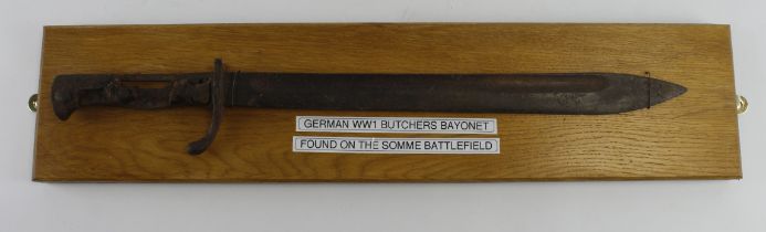 German WW1 butchers bayonet in semi relic condition, vendor states found on the Somme battlefield