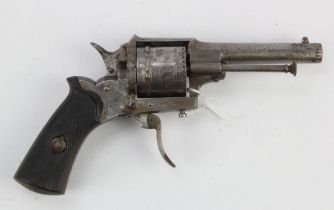 Belgian 6 shot 7.5mm rimfire Revolver circa 1875. Action (mainspring ok) works on double action