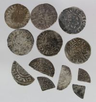 English hammered silver Pennies (6): 3x Long Cross: Nicole on Cant Fine, ? on Cant GF, and Henri