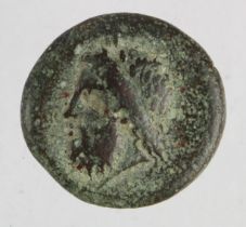 Ancient Greek Sicily, Syracuse AE Dilitron of Timoleon and the Third Democracy, 344-317 BC. Hd. of