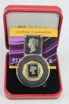 Gibraltar, Pobjoy Mint: Penny Black Proof 22ct Gold Piedfort 50p Coin 2020 (16g 22ct) with 'pearl