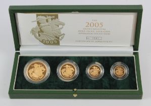 Four coin set 2005 (Five Pounds, Two Pounds, Sovereign & Half Sovereign) aFDC boxed as issued