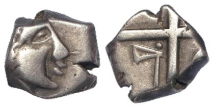 Celtic Gaul: 'Dordogne Axe' type silver unit of the Petrocorii, 12-13mm, 3.32g, VF. Ex. Chris Rudd