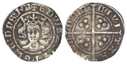 Edward III silver Penny of London, treaty period, pellet before EDWARD, S.1625. 1.13g. GF, light