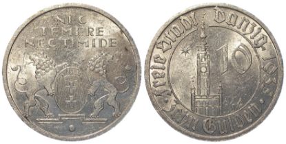 Danzig 10 Gulden 1935, KM#159, EF, small surface marks, rare.