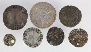 English silver coins (7) Edward I to Elizabeth I, mixed grade, noted EI milled Sixpence 1562 mm.