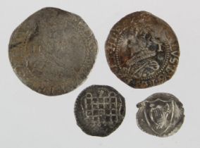 English hammered silver minors (4): James I Halfpenny, First Coinage, mm. thistle S.2651 GF;