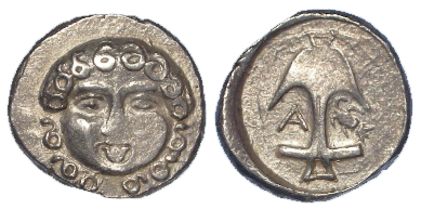 Ancient Greek Apollonia, Pontica silver Drachm late 5th-4thC BC, facing hd. of gorgon / anchor and