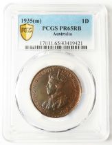 Australia proof Penny 1935(m) slabbed PCGS PR65RB