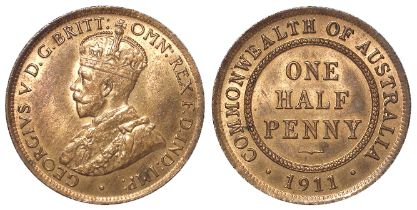 Australia Half Penny 1911 aUnc with much lustre