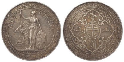 British Empire silver Trade Dollar 1912B, toned nVF, light edge knock. (Made for use in Singapore,