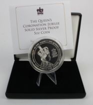 Alderney, Jubilee Mint: The Queen's Coronation Jubilee Solid (.925) Silver Proof 5oz Coin 2018,