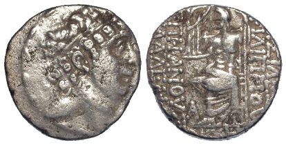 Ancient Greek Seleucid Kingom silver Tetradrachm of Philip Philadelphos, c.93-83BC. 15.11g. F/GF