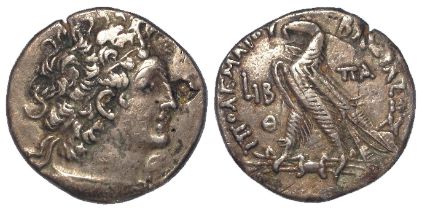 Ancient Greek, Ptolemaic Egypt silver Tetradrachm of Ptolemy X & Cleopatra III, year 12 of Cleo, 9