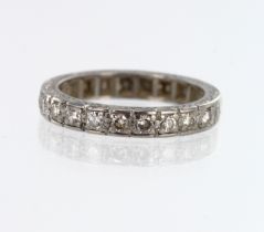 18ct white gold vintage diamond half eternity ring, set with ten round brilliant cuts, TDW approx.