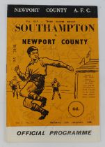 Football - Southampton v Newport County at Newport 30/1/1968 FA Cup 3rd Rnd Replay. Cover with